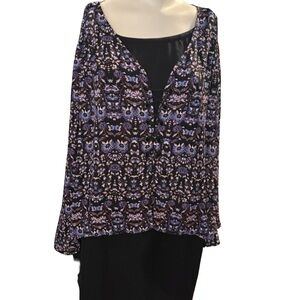 Democracy Purple and Black Floral Blouse